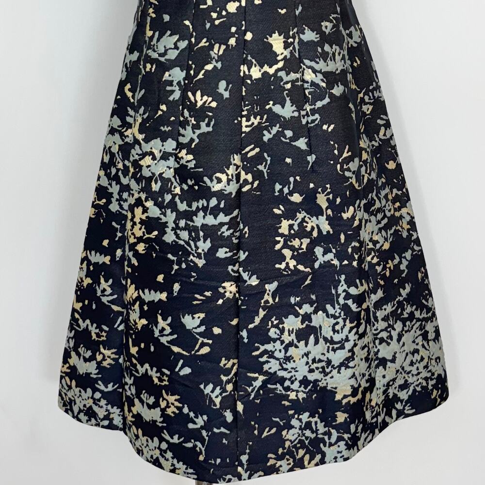 Lafayette 148 Sleeveless Zip Front Dress A-Line Abstract Print Navy Cream Size 4 - Picture 7 of 10